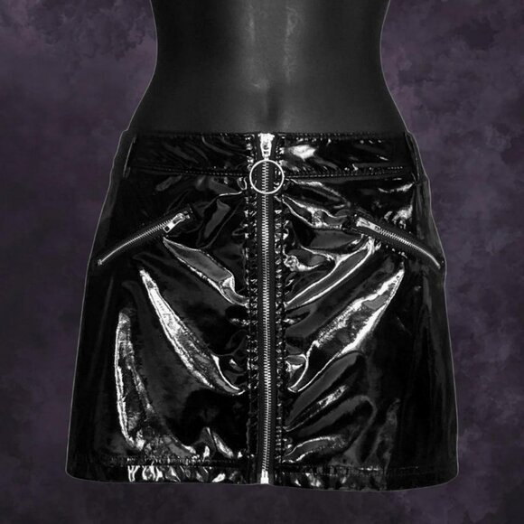 Low Rise PVC Mini Skirt - Picture 1 of 3